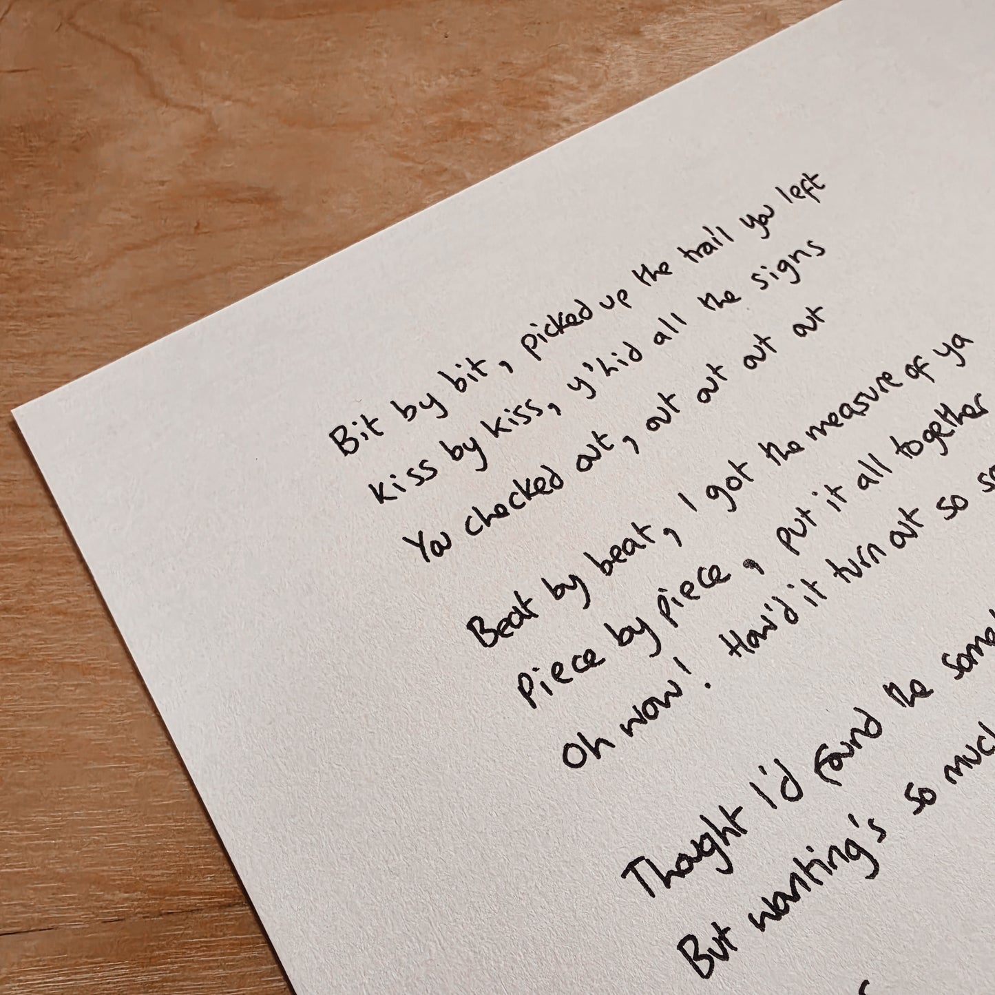 Handwritten lyrics - limited