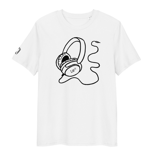 White LM headphones t-shirt