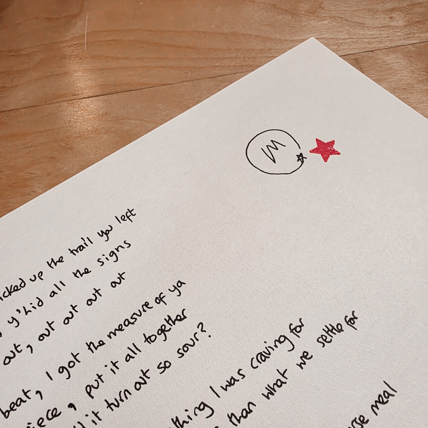 Handwritten lyrics - limited
