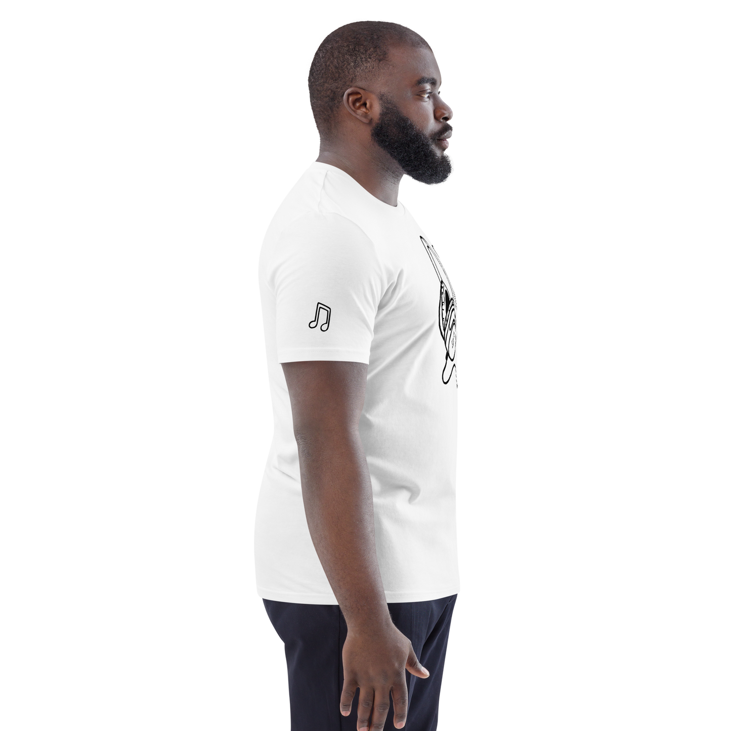 White LM headphones t-shirt